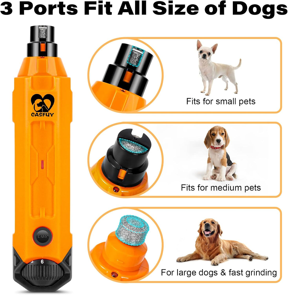 6-Speed Dog Nail Grinder - Newest Enhanced Pet Nail Grinder Super Quiet Rechargeable Electric Dog Nail Trimmer Painless Paws Grooming & Smoothing Tool for Large Medium Small Dogs (Blue)
