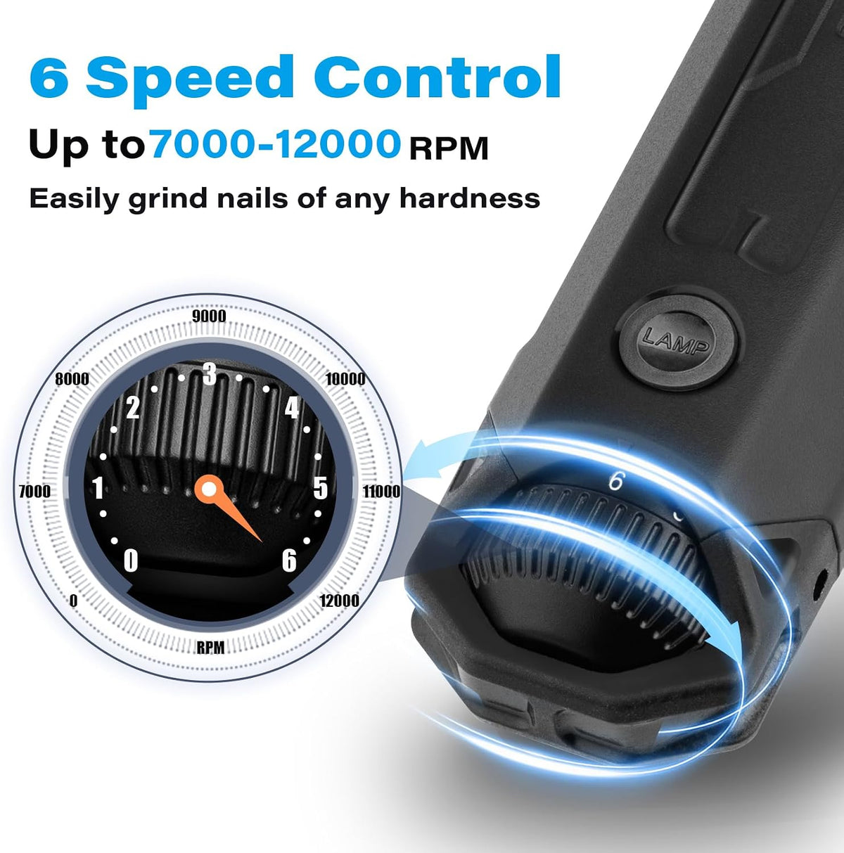 6-Speed Dog Nail Grinder - Newest Enhanced Pet Nail Grinder Super Quiet Rechargeable Electric Dog Nail Trimmer Painless Paws Grooming & Smoothing Tool for Large Medium Small Dogs (Blue)