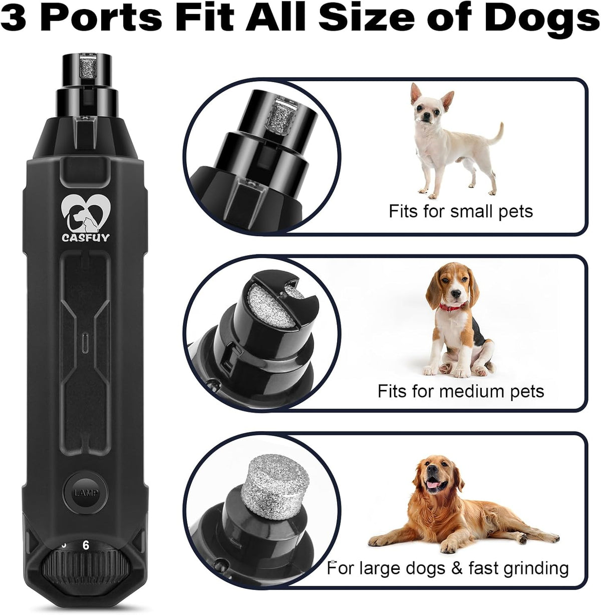 6-Speed Dog Nail Grinder - Newest Enhanced Pet Nail Grinder Super Quiet Rechargeable Electric Dog Nail Trimmer Painless Paws Grooming & Smoothing Tool for Large Medium Small Dogs (Blue)