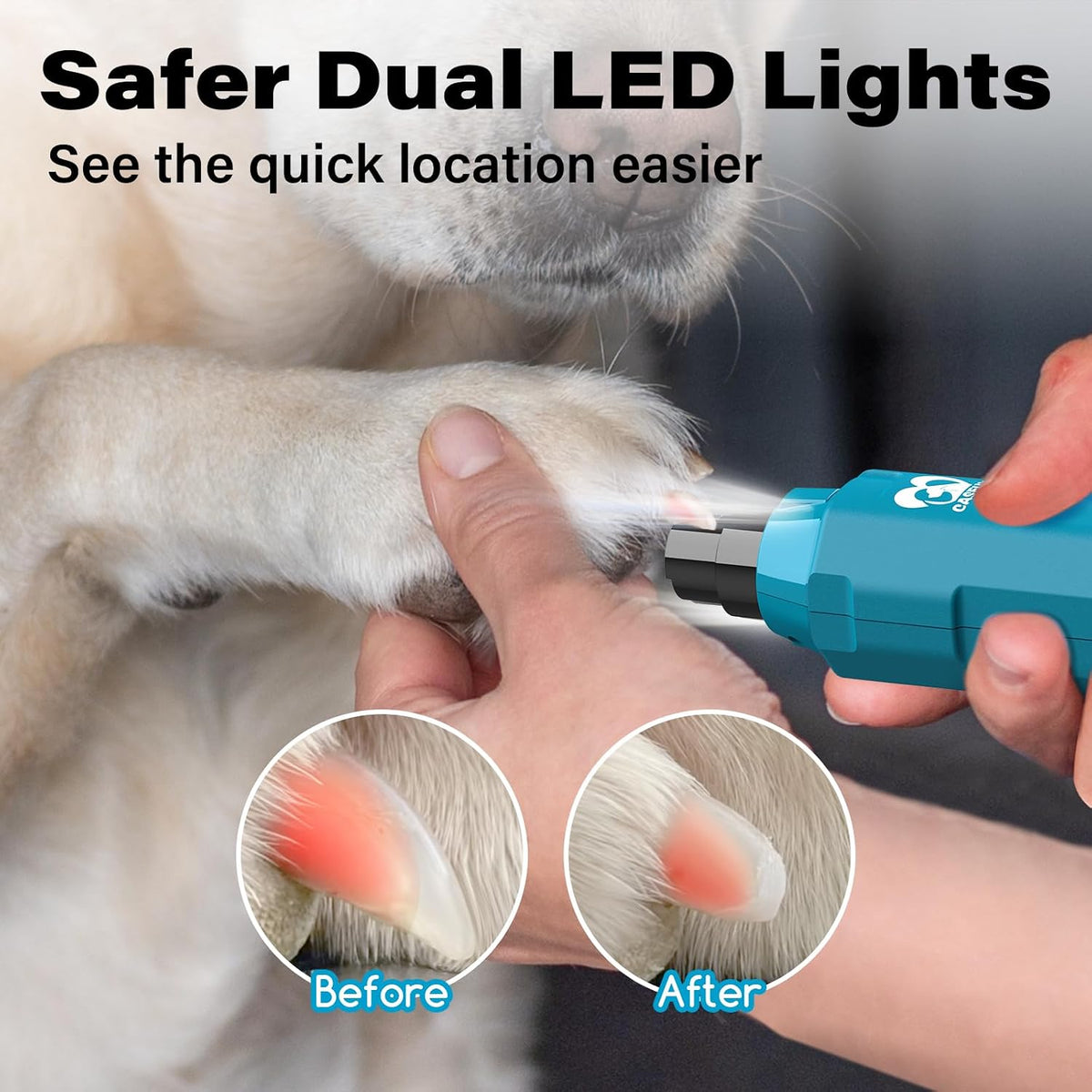 6-Speed Dog Nail Grinder - Newest Enhanced Pet Nail Grinder Super Quiet Rechargeable Electric Dog Nail Trimmer Painless Paws Grooming & Smoothing Tool for Large Medium Small Dogs (Blue)
