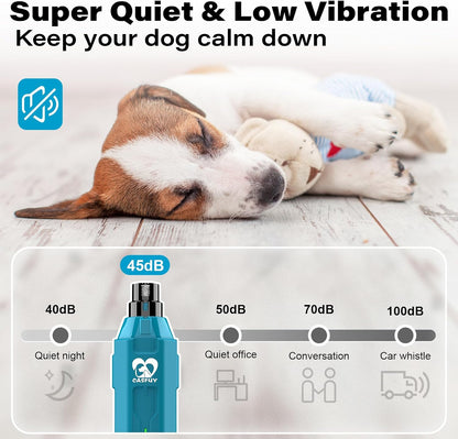 6-Speed Dog Nail Grinder - Newest Enhanced Pet Nail Grinder Super Quiet Rechargeable Electric Dog Nail Trimmer Painless Paws Grooming & Smoothing Tool for Large Medium Small Dogs (Blue)