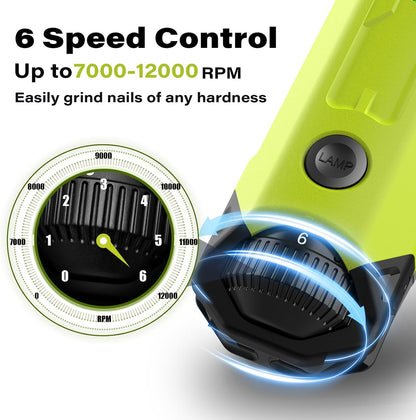 6-Speed Dog Nail Grinder - Newest Enhanced Pet Nail Grinder Super Quiet Rechargeable Electric Dog Nail Trimmer Painless Paws Grooming & Smoothing Tool for Large Medium Small Dogs (Blue)