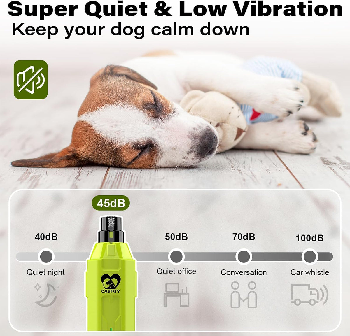 6-Speed Dog Nail Grinder - Newest Enhanced Pet Nail Grinder Super Quiet Rechargeable Electric Dog Nail Trimmer Painless Paws Grooming & Smoothing Tool for Large Medium Small Dogs (Blue)