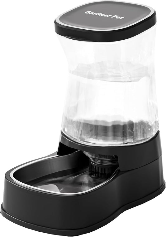 Automatic Dog Water Dispenser Gravity Stainless Steel Waterer & Food Feeder Set, 100% BPA Free Large Capacity Feeding Bowls for Medium & Large-Sized Dogs Cats Other Pets -(1 Gallon x2)