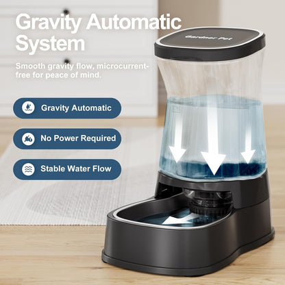 Automatic Dog Water Dispenser Gravity Stainless Steel Waterer & Food Feeder Set, 100% BPA Free Large Capacity Feeding Bowls for Medium & Large-Sized Dogs Cats Other Pets -(1 Gallon x2)