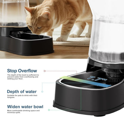 Automatic Dog Water Dispenser Gravity Stainless Steel Waterer & Food Feeder Set, 100% BPA Free Large Capacity Feeding Bowls for Medium & Large-Sized Dogs Cats Other Pets -(1 Gallon x2)