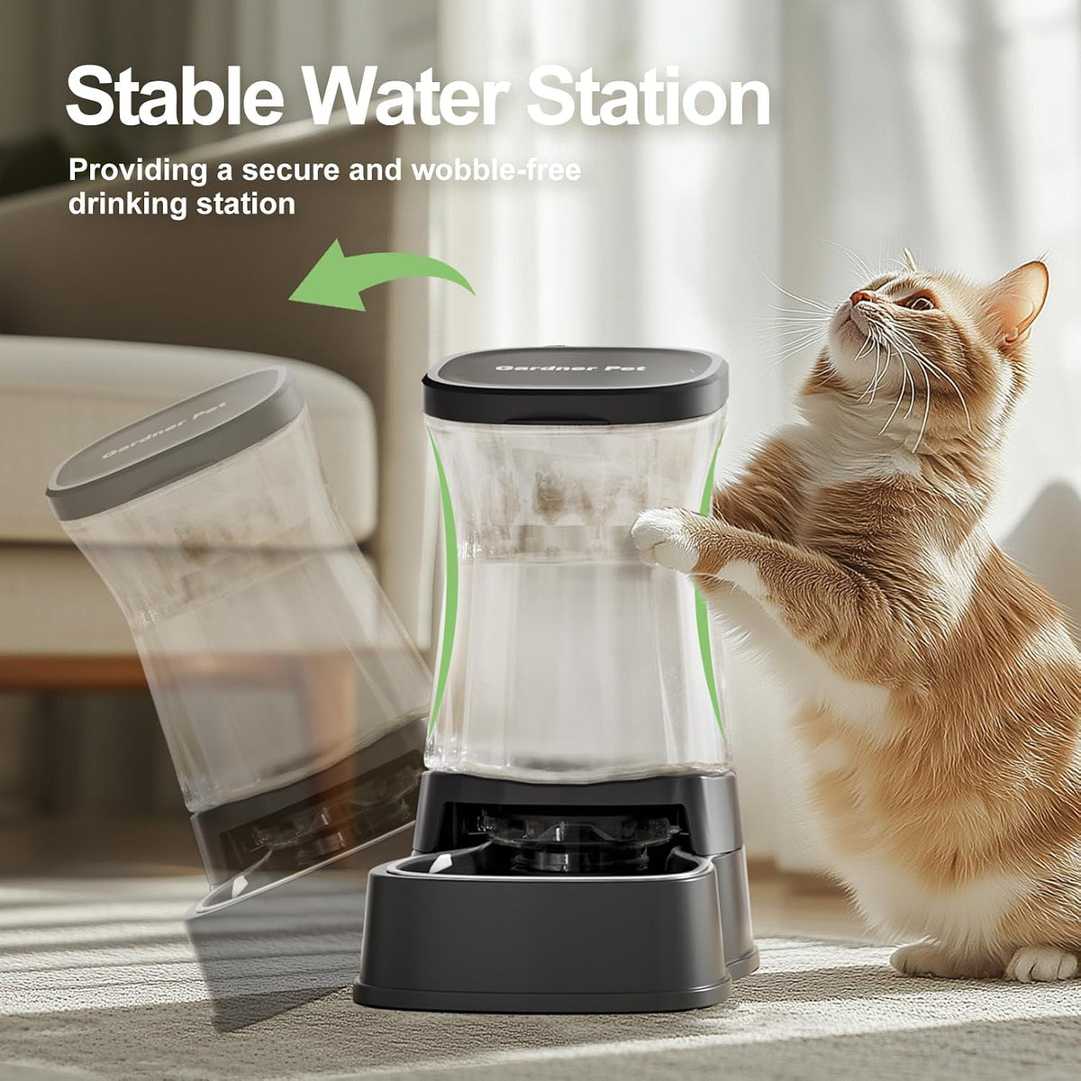 Automatic Dog Water Dispenser Gravity Stainless Steel Waterer & Food Feeder Set, 100% BPA Free Large Capacity Feeding Bowls for Medium & Large-Sized Dogs Cats Other Pets -(1 Gallon x2)
