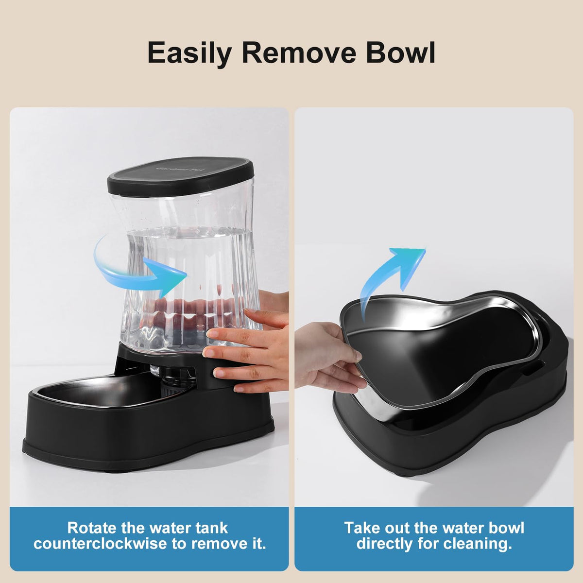 Automatic Dog Water Dispenser Gravity Stainless Steel Waterer & Food Feeder Set, 100% BPA Free Large Capacity Feeding Bowls for Medium & Large-Sized Dogs Cats Other Pets -(1 Gallon x2)