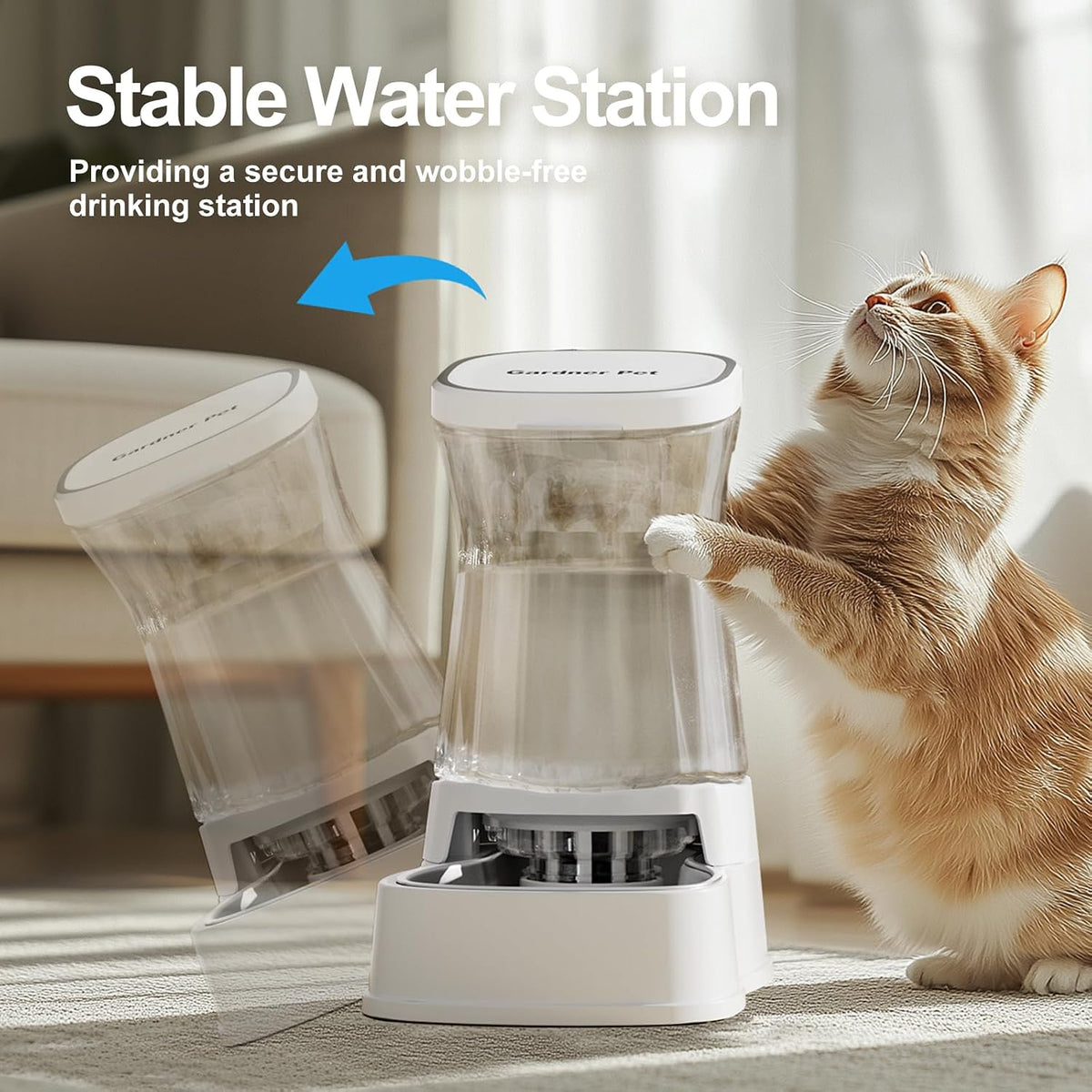 Automatic Dog Water Dispenser Gravity Stainless Steel Waterer & Food Feeder Set, 100% BPA Free Large Capacity Feeding Bowls for Medium & Large-Sized Dogs Cats Other Pets -(1 Gallon x2)