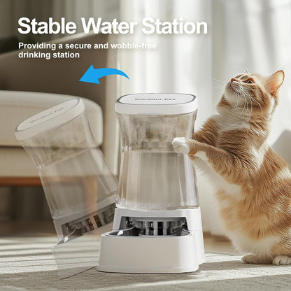 Automatic Dog Water Dispenser Gravity Stainless Steel Waterer & Food Feeder Set, 100% BPA Free Large Capacity Feeding Bowls for Medium & Large-Sized Dogs Cats Other Pets -(1 Gallon x2)