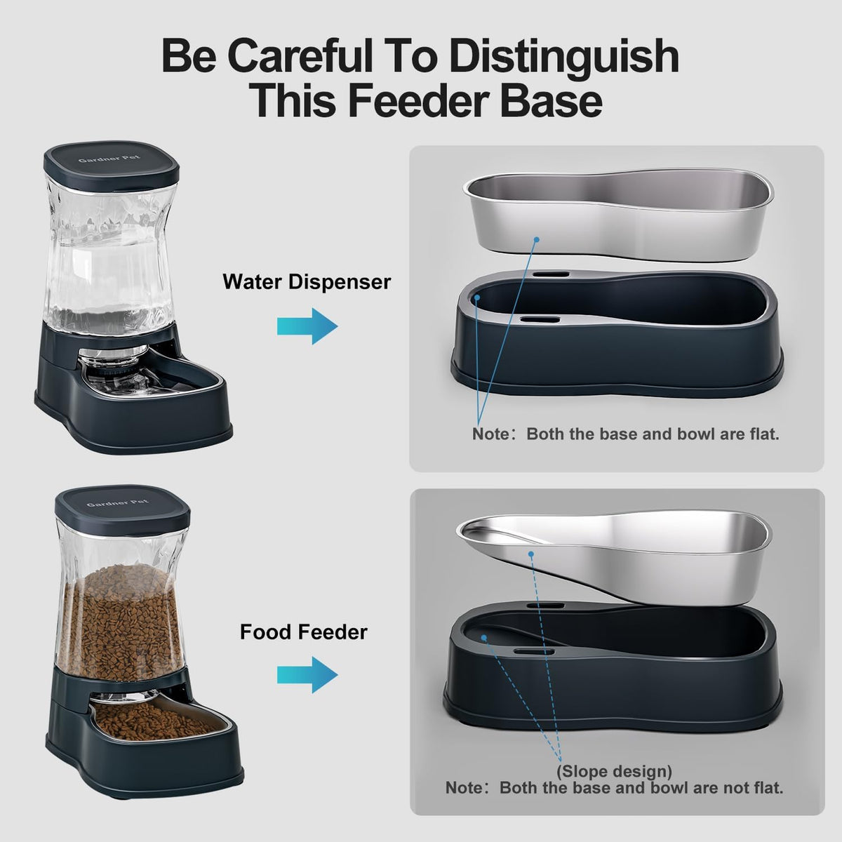 Automatic Dog Water Dispenser Gravity Stainless Steel Waterer & Food Feeder Set, 100% BPA Free Large Capacity Feeding Bowls for Medium & Large-Sized Dogs Cats Other Pets -(1 Gallon x2)