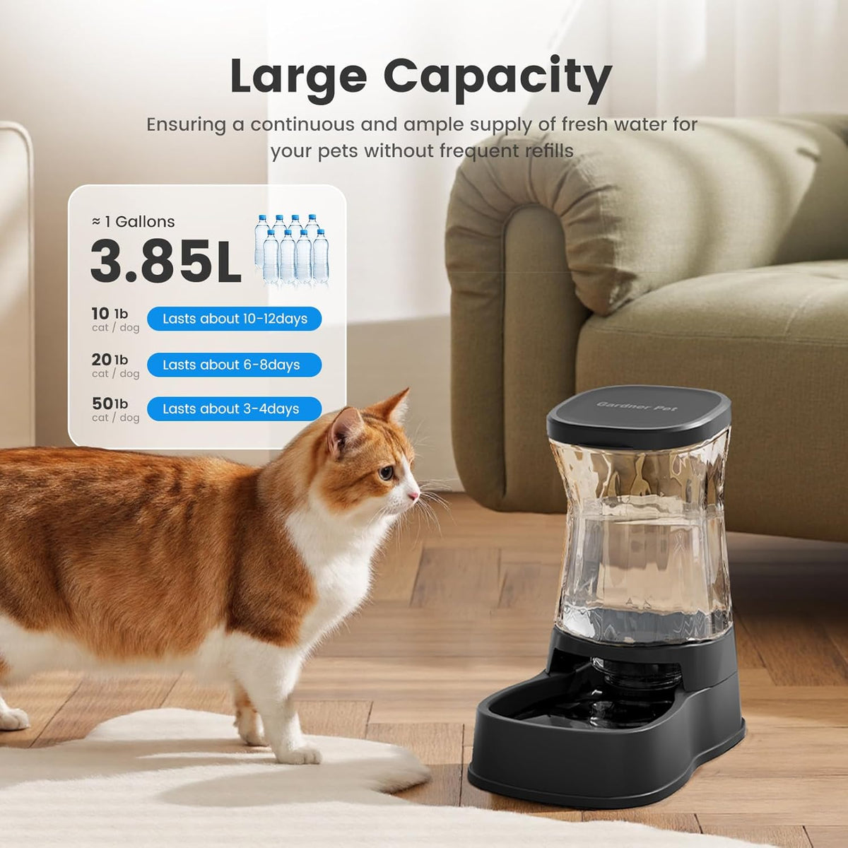 Automatic Dog Water Dispenser Gravity Stainless Steel Waterer & Food Feeder Set, 100% BPA Free Large Capacity Feeding Bowls for Medium & Large-Sized Dogs Cats Other Pets -(1 Gallon x2)