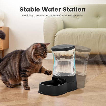 Automatic Dog Water Dispenser Gravity Stainless Steel Waterer & Food Feeder Set, 100% BPA Free Large Capacity Feeding Bowls for Medium & Large-Sized Dogs Cats Other Pets -(1 Gallon x2)