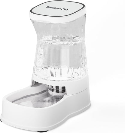 Automatic Dog Water Dispenser Gravity Stainless Steel Waterer & Food Feeder Set, 100% BPA Free Large Capacity Feeding Bowls for Medium & Large-Sized Dogs Cats Other Pets -(1 Gallon x2)