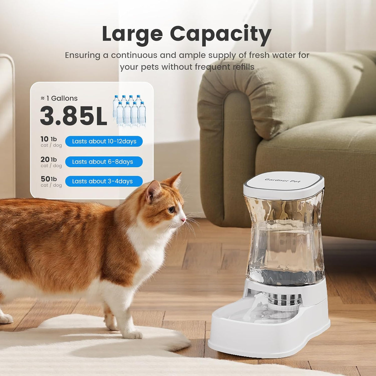 Automatic Dog Water Dispenser Gravity Stainless Steel Waterer & Food Feeder Set, 100% BPA Free Large Capacity Feeding Bowls for Medium & Large-Sized Dogs Cats Other Pets -(1 Gallon x2)