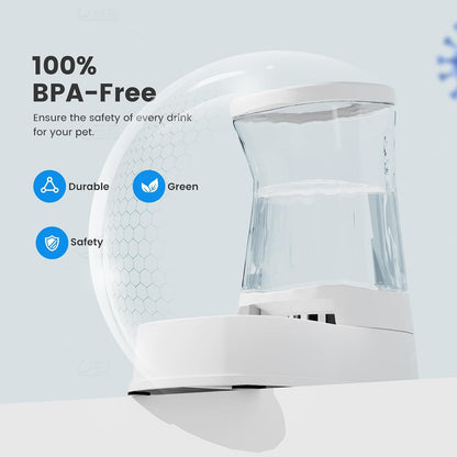 Automatic Dog Water Dispenser Gravity Stainless Steel Waterer & Food Feeder Set, 100% BPA Free Large Capacity Feeding Bowls for Medium & Large-Sized Dogs Cats Other Pets -(1 Gallon x2)