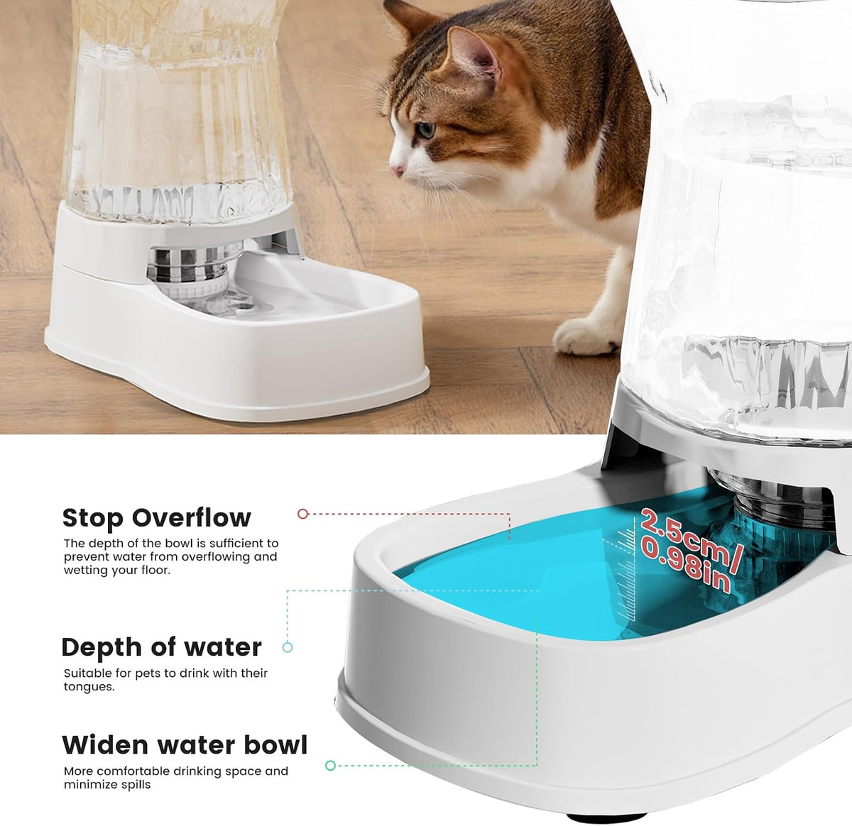 Automatic Dog Water Dispenser Gravity Stainless Steel Waterer & Food Feeder Set, 100% BPA Free Large Capacity Feeding Bowls for Medium & Large-Sized Dogs Cats Other Pets -(1 Gallon x2)