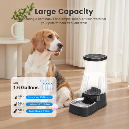 Automatic Dog Water Dispenser Gravity Stainless Steel Waterer & Food Feeder Set, 100% BPA Free Large Capacity Feeding Bowls for Medium & Large-Sized Dogs Cats Other Pets -(1 Gallon x2)