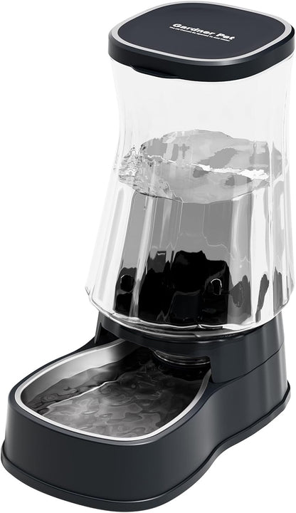 Automatic Dog Water Dispenser Gravity Stainless Steel Waterer & Food Feeder Set, 100% BPA Free Large Capacity Feeding Bowls for Medium & Large-Sized Dogs Cats Other Pets -(1 Gallon x2)