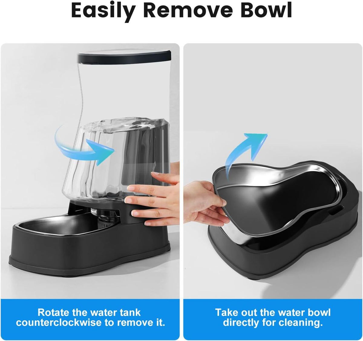 Automatic Dog Water Dispenser Gravity Stainless Steel Waterer & Food Feeder Set, 100% BPA Free Large Capacity Feeding Bowls for Medium & Large-Sized Dogs Cats Other Pets -(1 Gallon x2)
