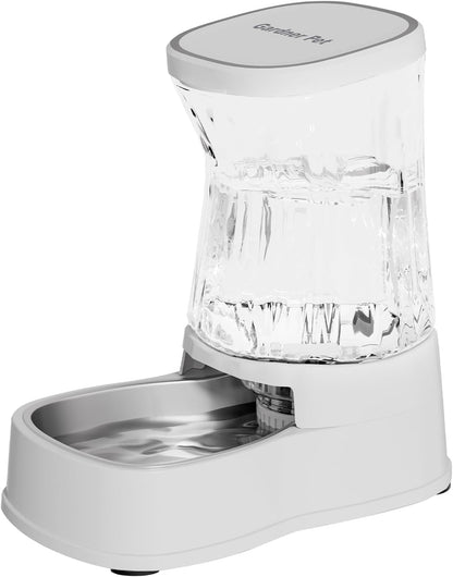 Automatic Dog Water Dispenser Gravity Stainless Steel Waterer & Food Feeder Set, 100% BPA Free Large Capacity Feeding Bowls for Medium & Large-Sized Dogs Cats Other Pets -(1 Gallon x2)