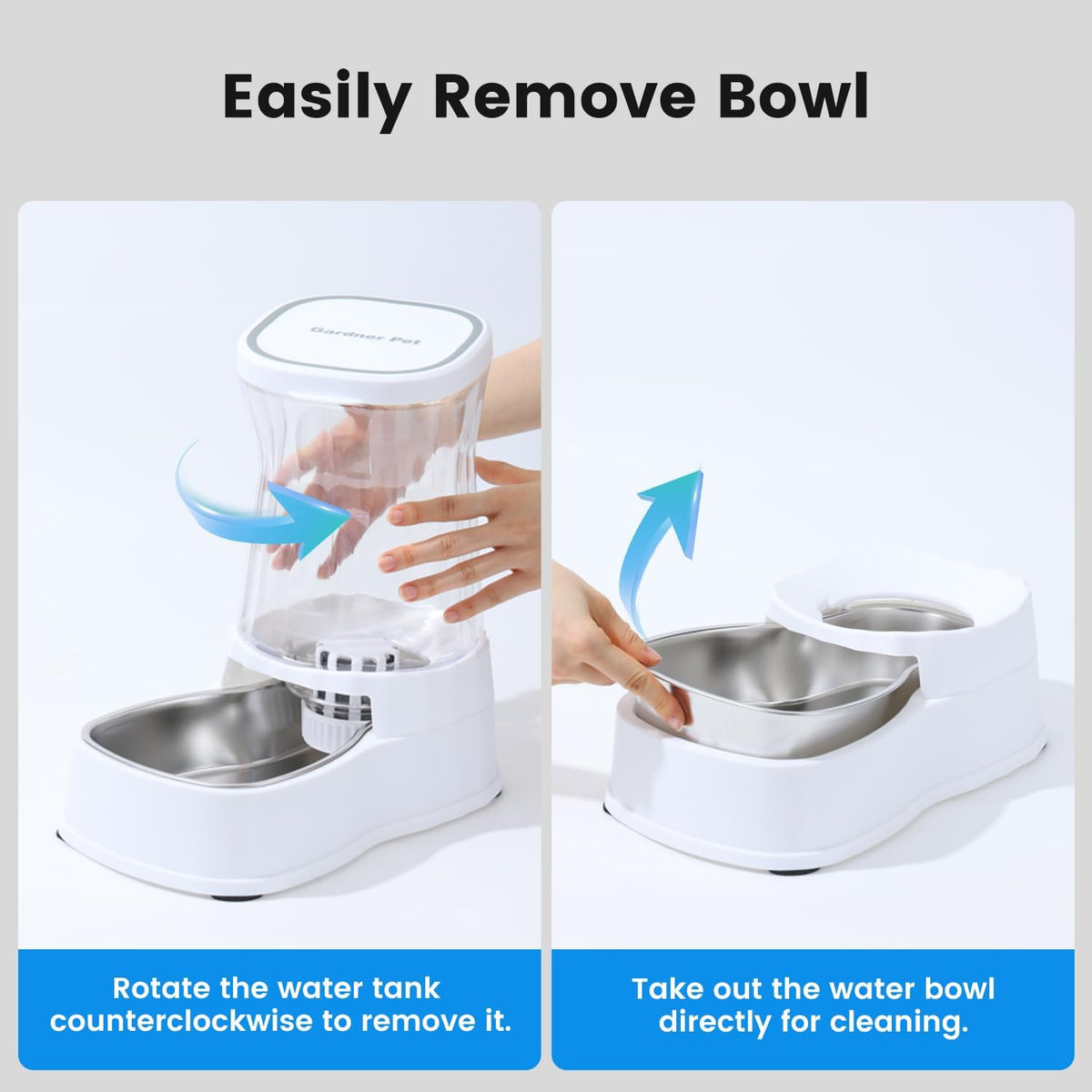 Automatic Dog Water Dispenser Gravity Stainless Steel Waterer & Food Feeder Set, 100% BPA Free Large Capacity Feeding Bowls for Medium & Large-Sized Dogs Cats Other Pets -(1 Gallon x2)