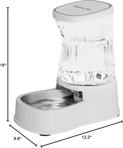 Automatic Dog Water Dispenser Gravity Stainless Steel Waterer & Food Feeder Set, 100% BPA Free Large Capacity Feeding Bowls for Medium & Large-Sized Dogs Cats Other Pets -(1 Gallon x2)