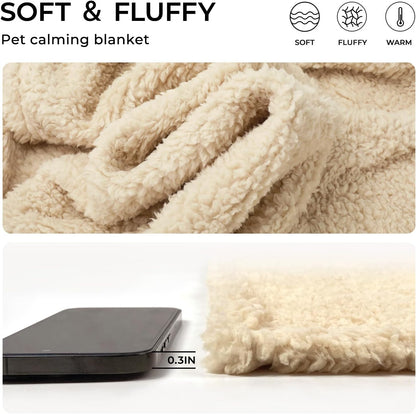 1 Pack 3 Calming Blankets Fluffy Premium Fleece Pet Blanket Soft Sherpa Throw for Dog Puppy Cat Beige Medium (30" x20'')