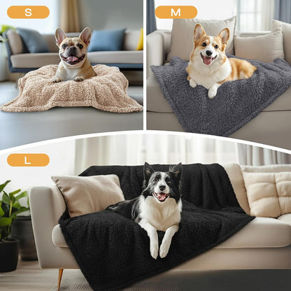 1 Pack 3 Calming Blankets Fluffy Premium Fleece Pet Blanket Soft Sherpa Throw for Dog Puppy Cat Beige Medium (30" x20'')