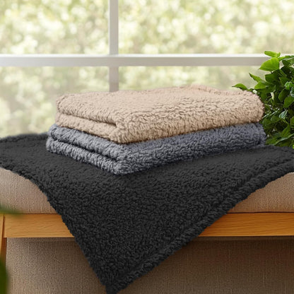 1 Pack 3 Calming Blankets Fluffy Premium Fleece Pet Blanket Soft Sherpa Throw for Dog Puppy Cat Beige Medium (30" x20'')
