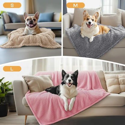 1 Pack 3 Calming Blankets Fluffy Premium Fleece Pet Blanket Soft Sherpa Throw for Dog Puppy Cat Beige Medium (30" x20'')