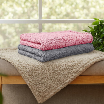 1 Pack 3 Calming Blankets Fluffy Premium Fleece Pet Blanket Soft Sherpa Throw for Dog Puppy Cat Beige Medium (30" x20'')