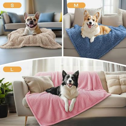 1 Pack 3 Calming Blankets Fluffy Premium Fleece Pet Blanket Soft Sherpa Throw for Dog Puppy Cat Beige Medium (30" x20'')