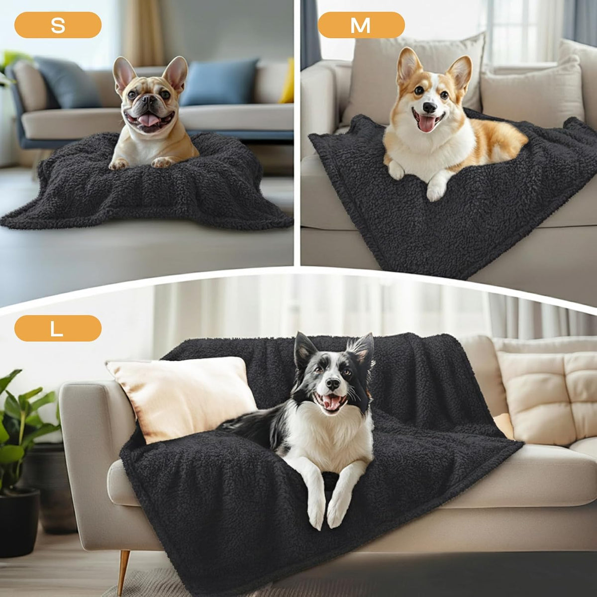 1 Pack 3 Calming Blankets Fluffy Premium Fleece Pet Blanket Soft Sherpa Throw for Dog Puppy Cat Beige Medium (30" x20'')