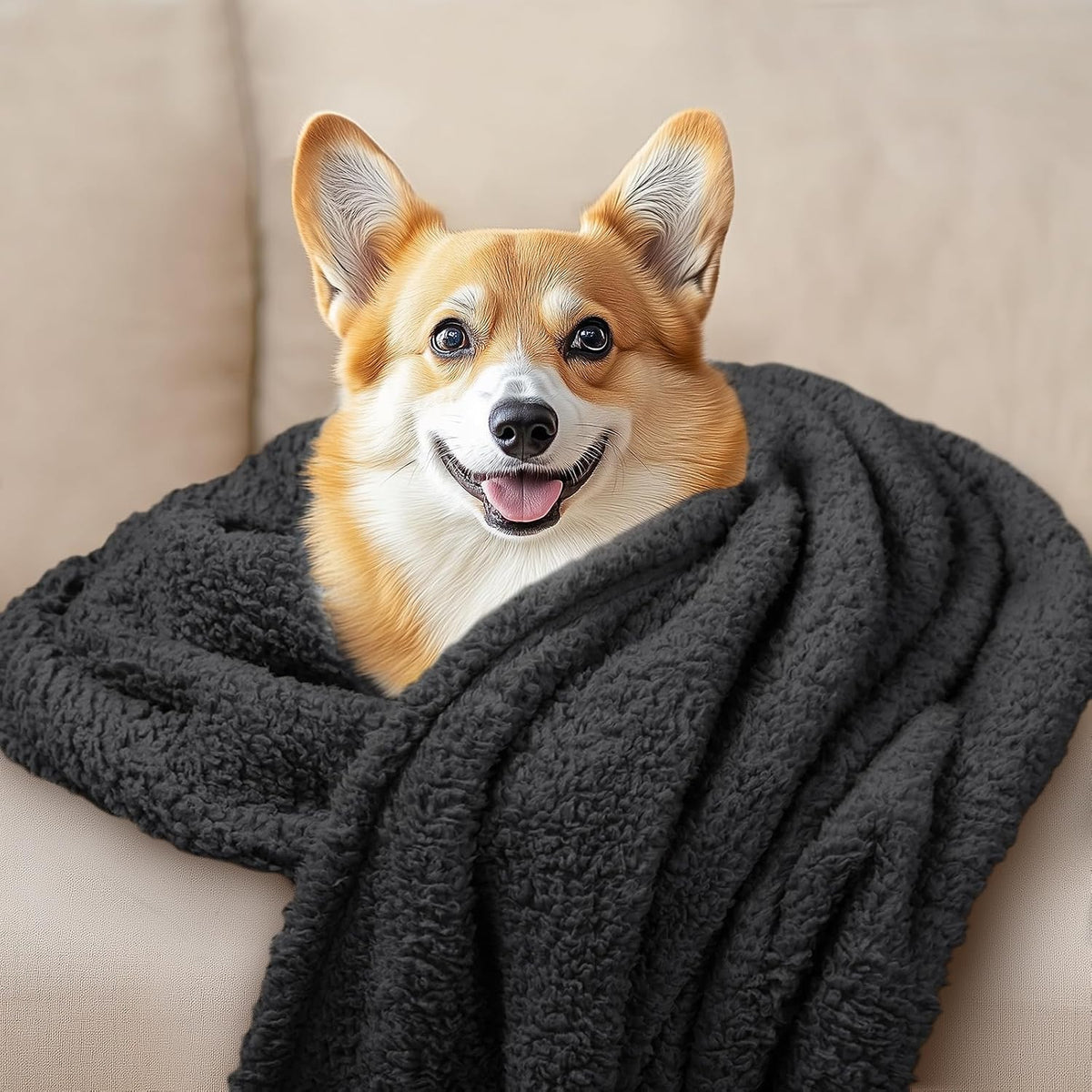 1 Pack 3 Calming Blankets Fluffy Premium Fleece Pet Blanket Soft Sherpa Throw for Dog Puppy Cat Beige Medium (30" x20'')