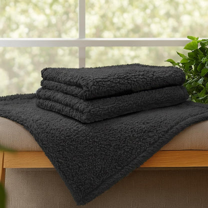 1 Pack 3 Calming Blankets Fluffy Premium Fleece Pet Blanket Soft Sherpa Throw for Dog Puppy Cat Beige Medium (30" x20'')