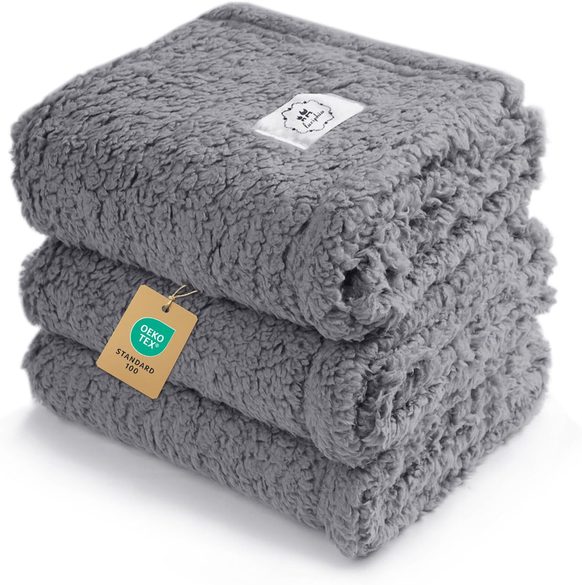 1 Pack 3 Calming Blankets Fluffy Premium Fleece Pet Blanket Soft Sherpa Throw for Dog Puppy Cat Beige Medium (30" x20'')