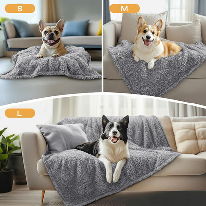 1 Pack 3 Calming Blankets Fluffy Premium Fleece Pet Blanket Soft Sherpa Throw for Dog Puppy Cat Beige Medium (30" x20'')