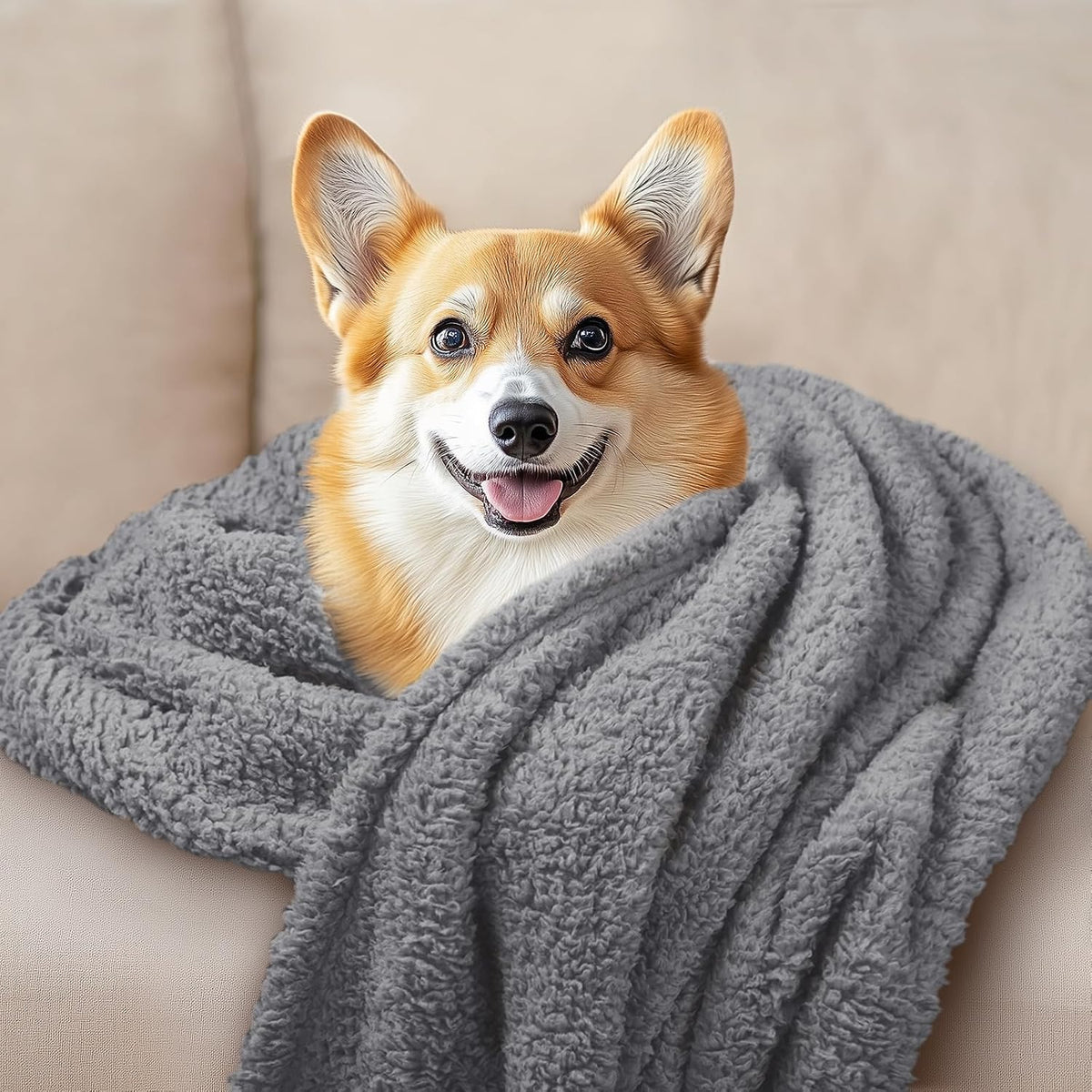 1 Pack 3 Calming Blankets Fluffy Premium Fleece Pet Blanket Soft Sherpa Throw for Dog Puppy Cat Beige Medium (30" x20'')
