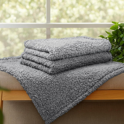1 Pack 3 Calming Blankets Fluffy Premium Fleece Pet Blanket Soft Sherpa Throw for Dog Puppy Cat Beige Medium (30" x20'')