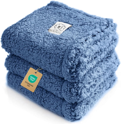 1 Pack 3 Calming Blankets Fluffy Premium Fleece Pet Blanket Soft Sherpa Throw for Dog Puppy Cat Beige Medium (30" x20'')