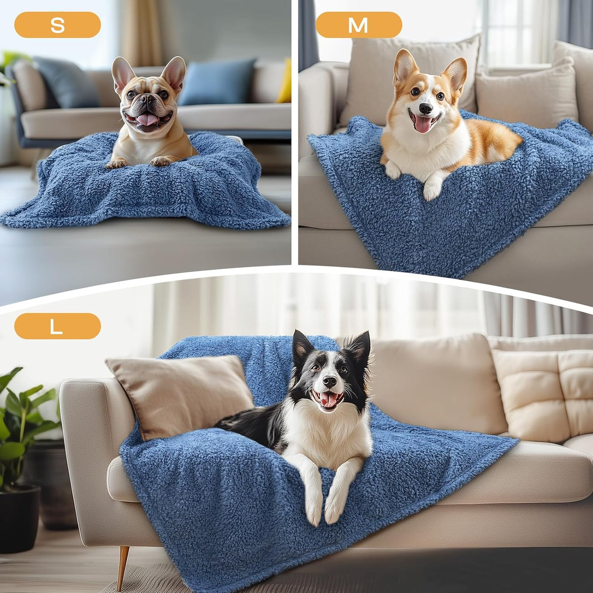 1 Pack 3 Calming Blankets Fluffy Premium Fleece Pet Blanket Soft Sherpa Throw for Dog Puppy Cat Beige Medium (30" x20'')