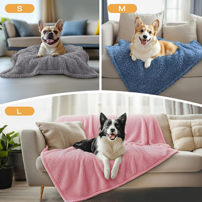 1 Pack 3 Calming Blankets Fluffy Premium Fleece Pet Blanket Soft Sherpa Throw for Dog Puppy Cat Beige Medium (30" x20'')