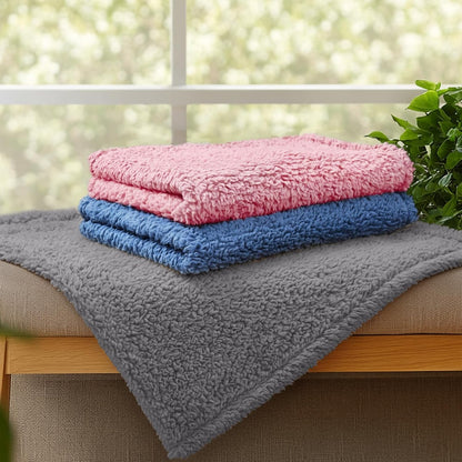 1 Pack 3 Calming Blankets Fluffy Premium Fleece Pet Blanket Soft Sherpa Throw for Dog Puppy Cat Beige Medium (30" x20'')