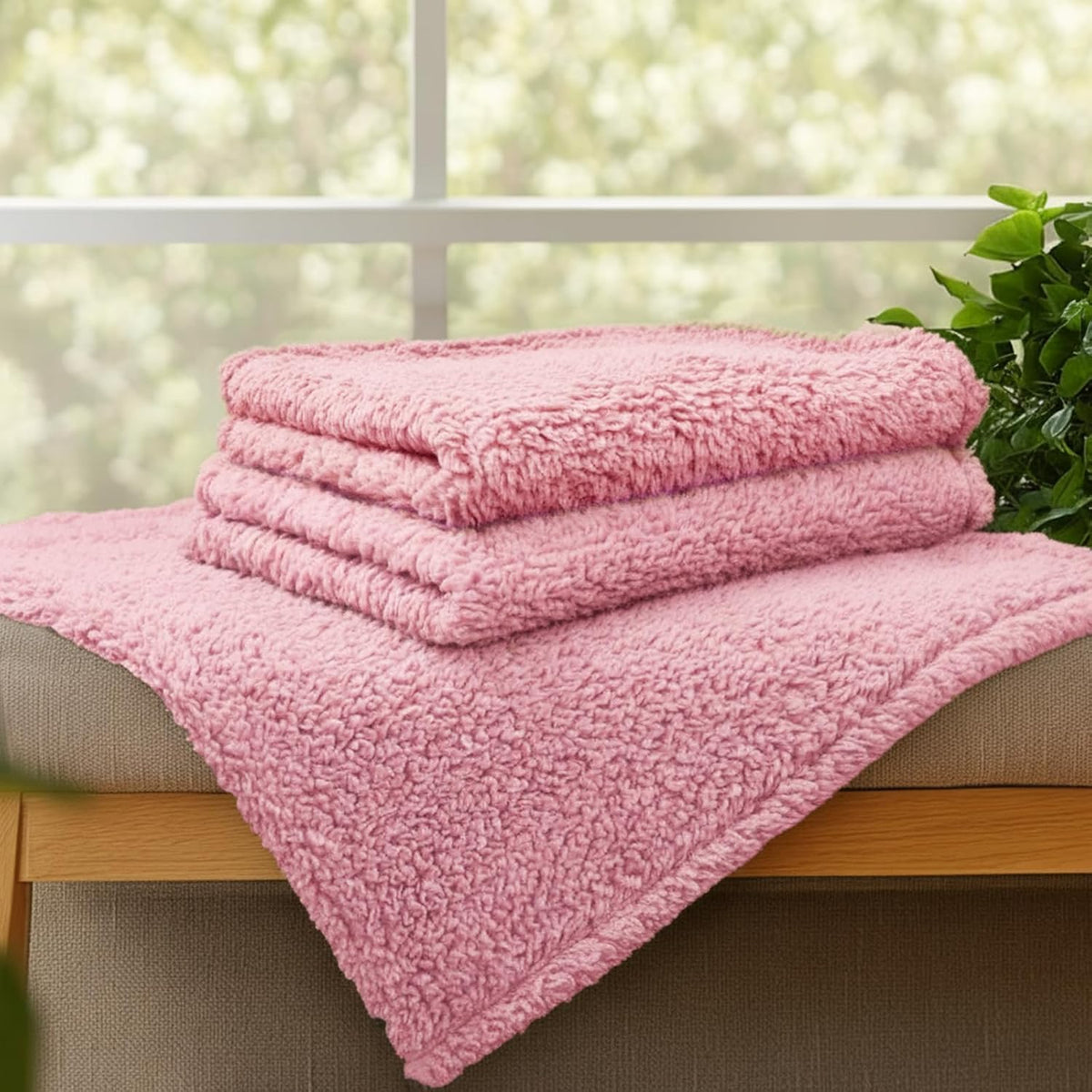 1 Pack 3 Calming Blankets Fluffy Premium Fleece Pet Blanket Soft Sherpa Throw for Dog Puppy Cat Beige Medium (30" x20'')