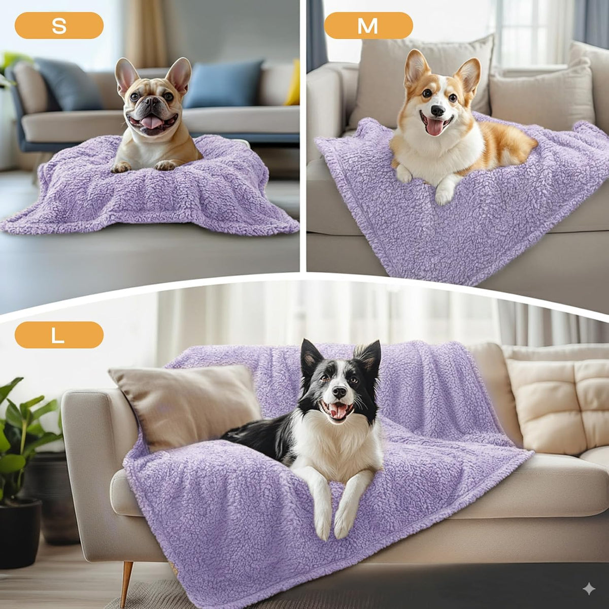 1 Pack 3 Calming Blankets Fluffy Premium Fleece Pet Blanket Soft Sherpa Throw for Dog Puppy Cat Beige Medium (30" x20'')