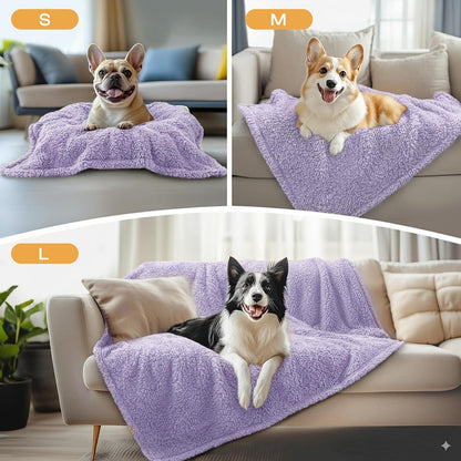 1 Pack 3 Calming Blankets Fluffy Premium Fleece Pet Blanket Soft Sherpa Throw for Dog Puppy Cat Beige Medium (30" x20'')