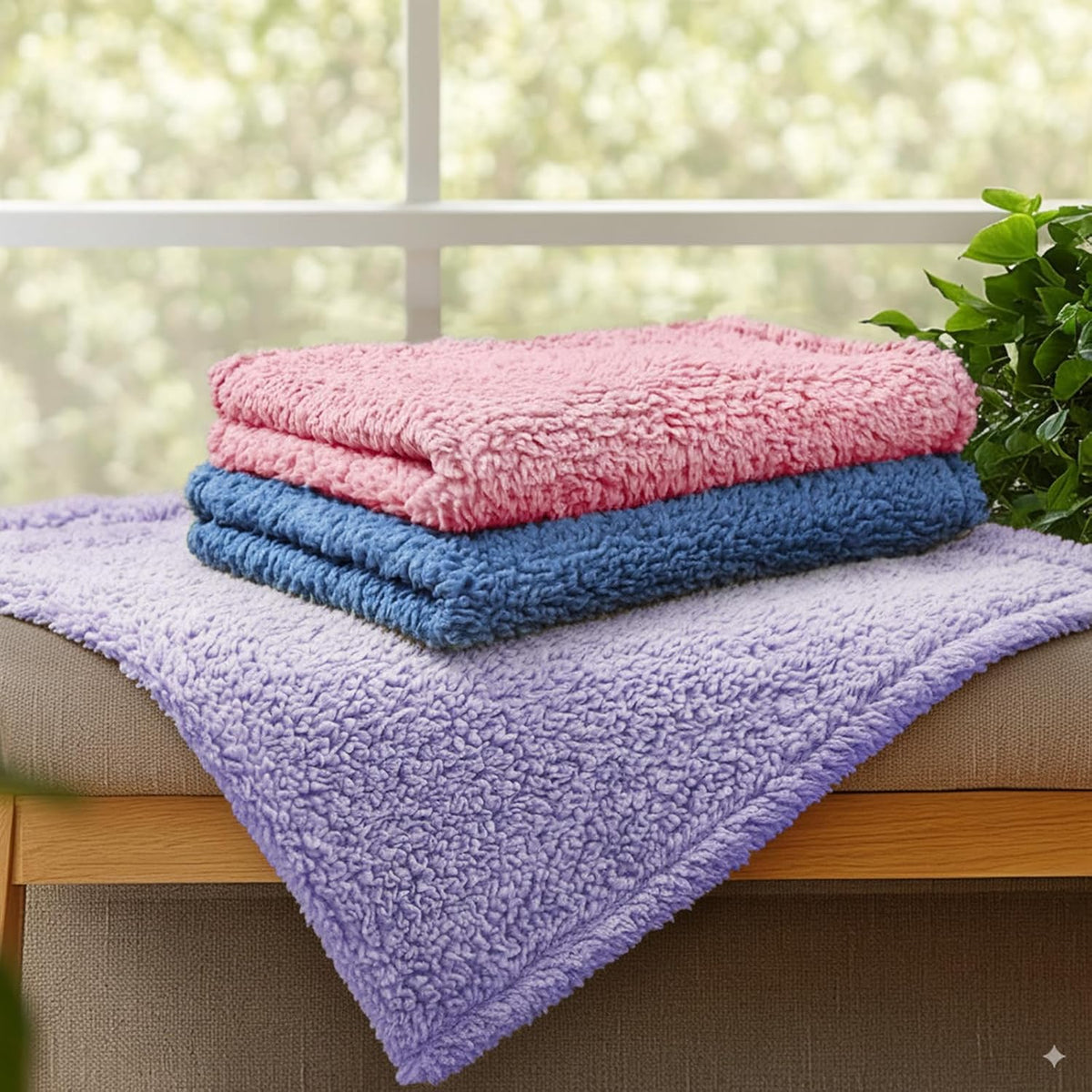1 Pack 3 Calming Blankets Fluffy Premium Fleece Pet Blanket Soft Sherpa Throw for Dog Puppy Cat Beige Medium (30" x20'')