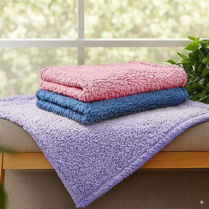 1 Pack 3 Calming Blankets Fluffy Premium Fleece Pet Blanket Soft Sherpa Throw for Dog Puppy Cat Beige Medium (30" x20'')