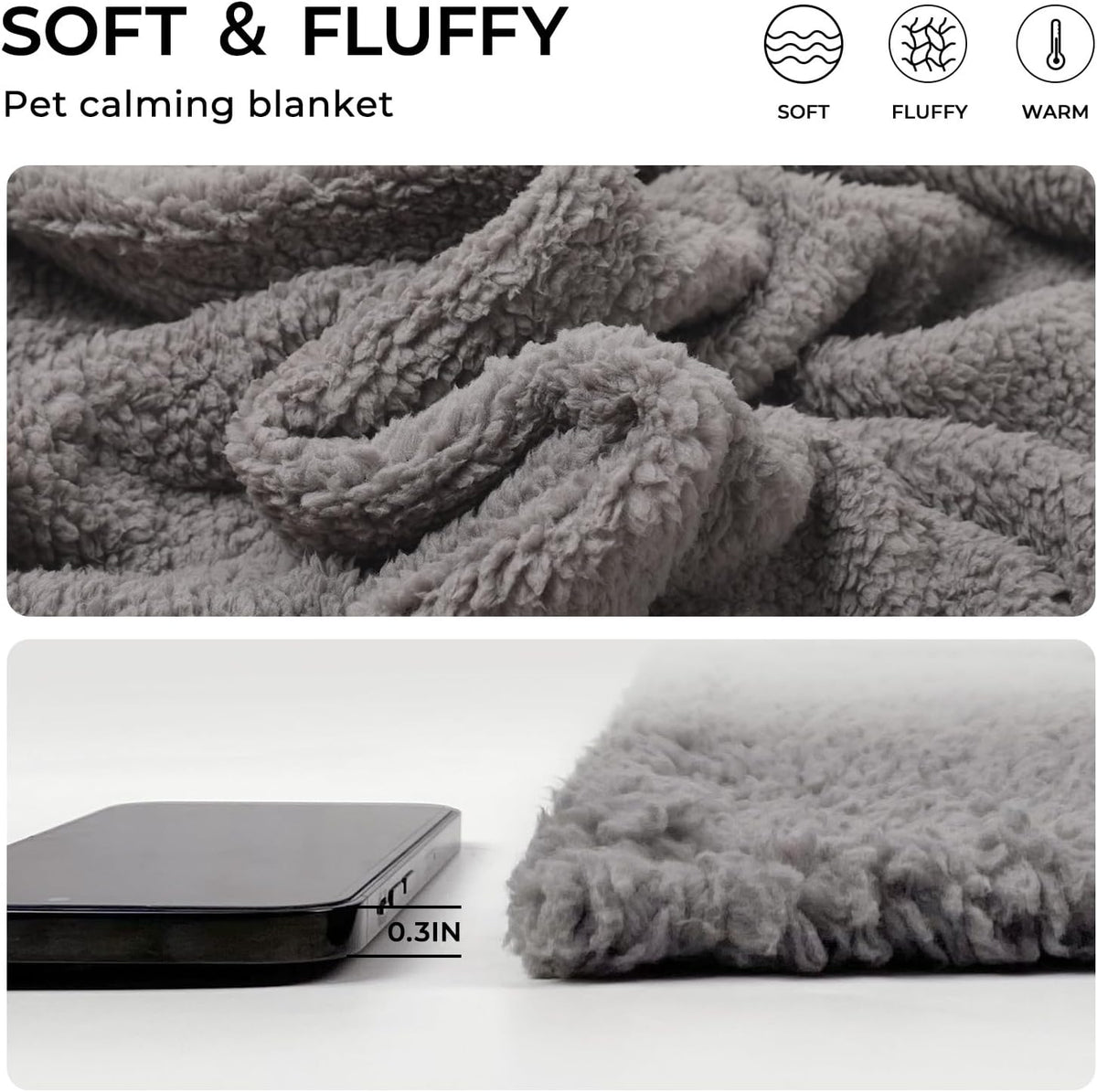 1 Pack 3 Calming Blankets Fluffy Premium Fleece Pet Blanket Soft Sherpa Throw for Dog Puppy Cat Beige Medium (30" x20'')